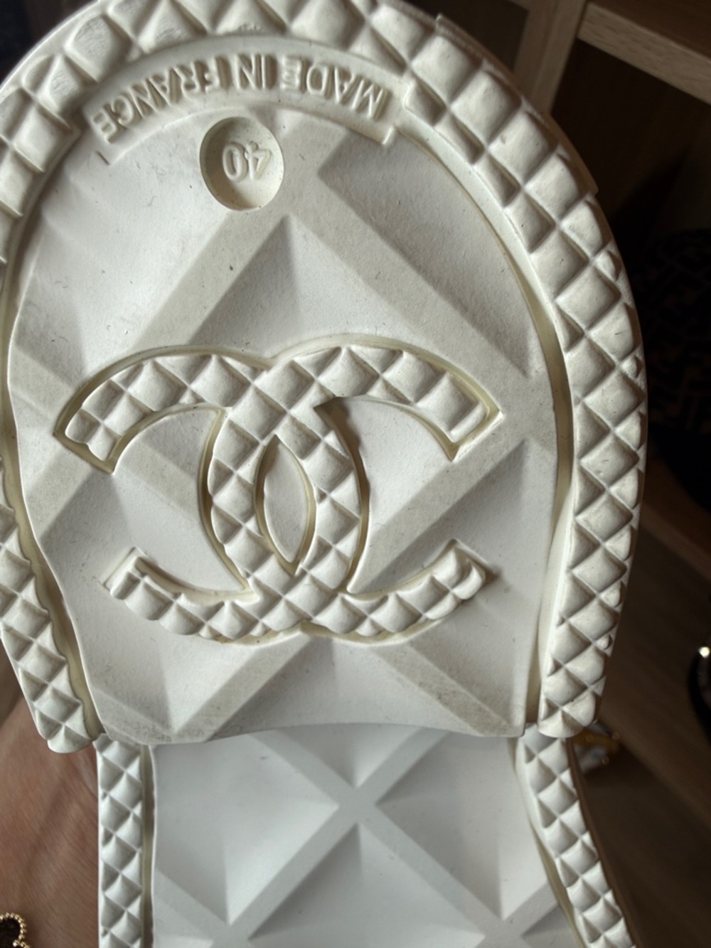 CHANEL Pale Pink and White Rubber Knee-High Rain Boots - Picture 5 of 11